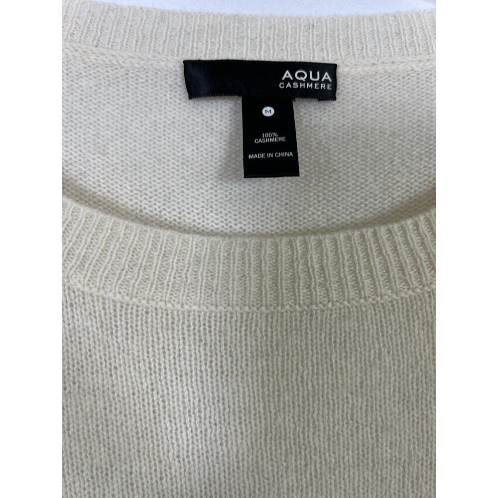 Aqua Off White 100% Cashmere Pullover Skull Graphic Sweater Size M - Picture 4 of 12